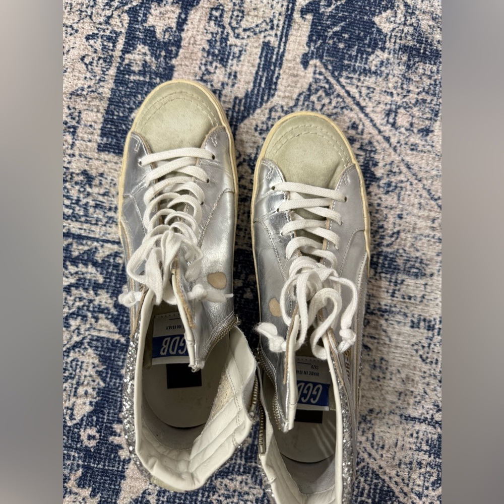 Golden Goose Cream and White Sneakers